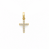 14K Yellow Gold Cross With CZ Pendant