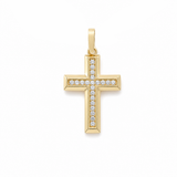 14K Yellow Gold Cross With CZ Pendant