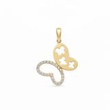14K Yellow Gold Butterfly With Cz Pendant