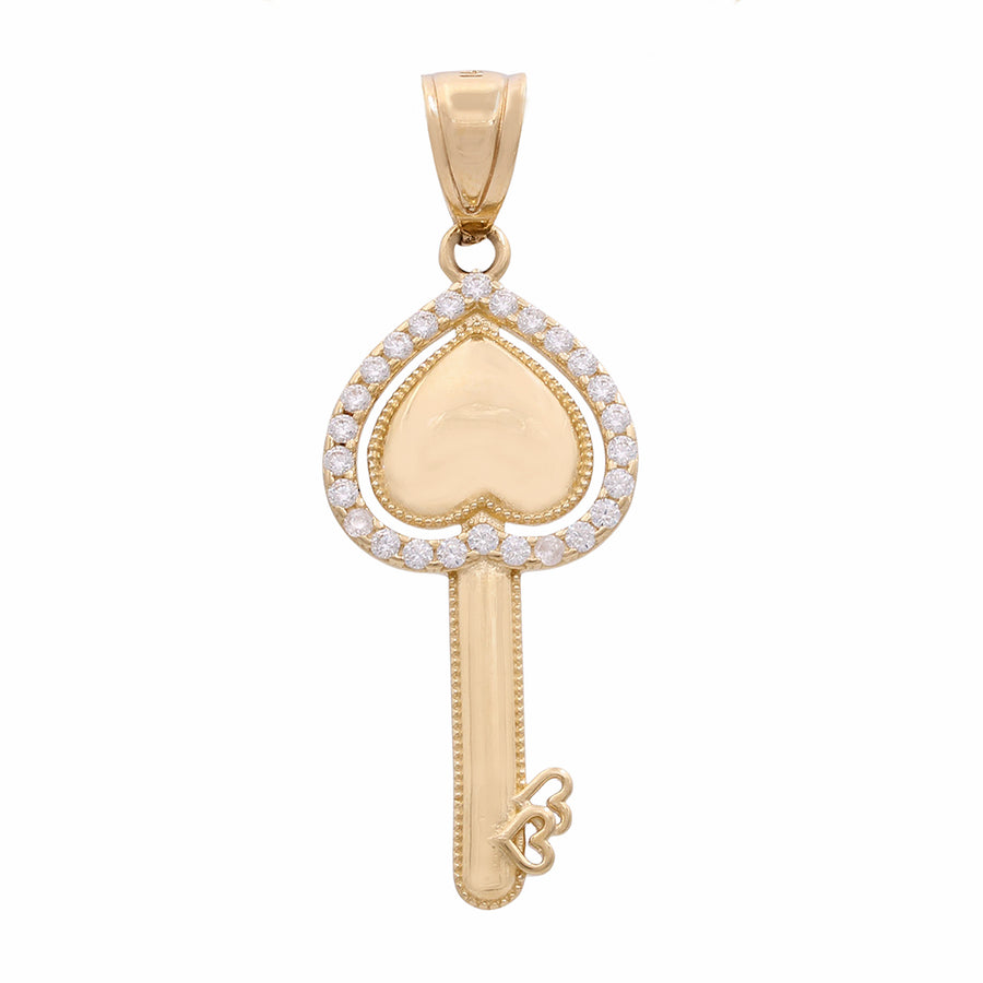 A Miral Jewelry 14K Yellow Gold Key to the Heart with Cubic Zirconias Pendant.