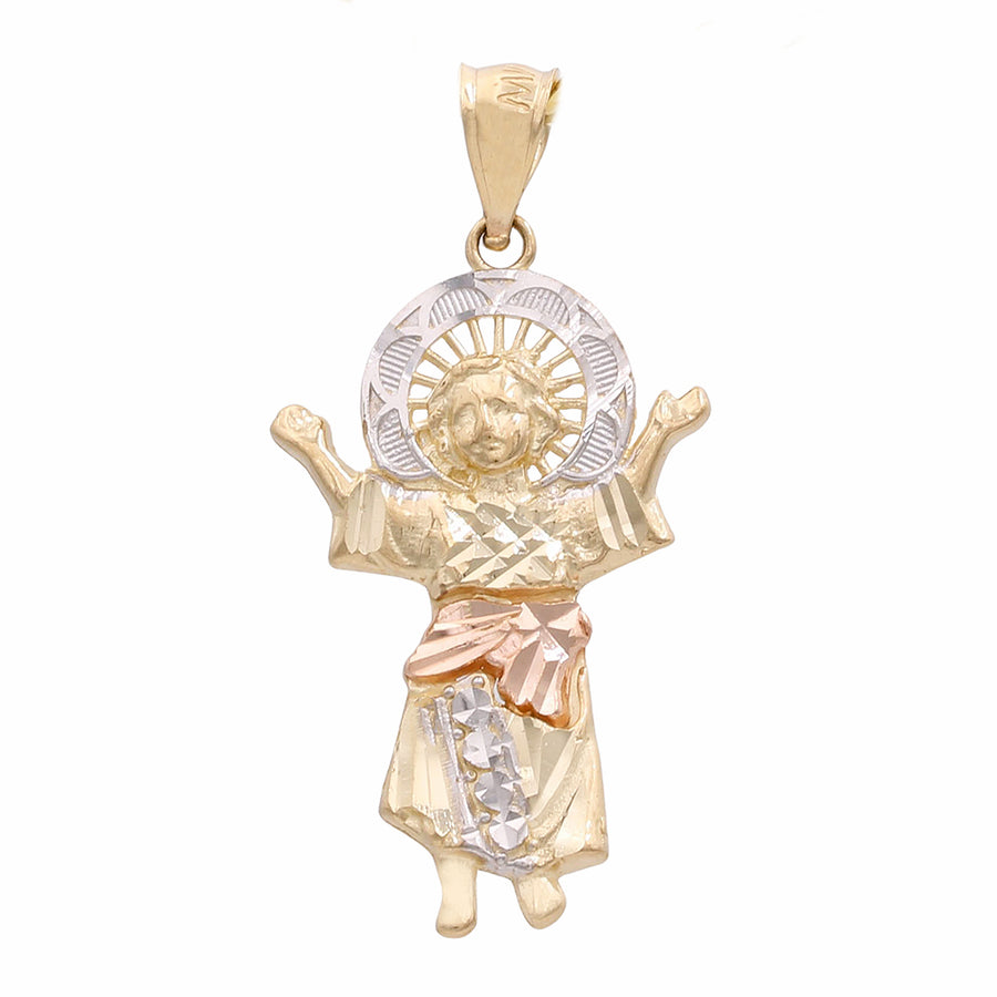 Miral Jewelry 14K Tri-Color Gold Baby Jesus pendant.