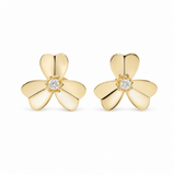 14K Yellow Gold Flower Stub Earrings