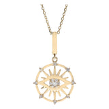 14K Yellow Gold Eye Diamond Necklace with 0.16 Tw Round Diamonds