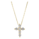 14k Yellow Gold Cross Diamond Necklace with 0.56 Tw Round Diamonds