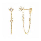 14K  Yellow Gold  Drop Diamond Earrings with 0.28Tw Round Diamonds