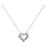 18K White Gold Heart Diamond Necklace with 0.23Tw Round Diamonds