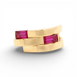 14K Yellow Gold Fashion with Red CZ Women's Ring