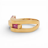 14K Yellow Gold Fashion with Red CZ Women's Ring