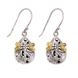 Gold +Silver Oxide Designer T/Drop Dragonfly Drop Earrings