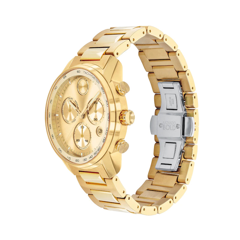 MOVADO Bold® Verso Gold-Tone IP Chronograph Watch with Gold-Tone Dial