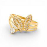 14K Yellow Gold Butterfly Fashion Women's Ring