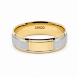 14K Two Tone White/Yellow Gold Satin Wedding Band