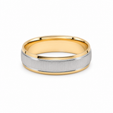 14K Two Tone White/Yellow Gold Satin Wedding Band