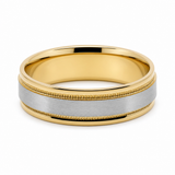 14K Two Tone White/Yellow Gold Satin Wedding Band