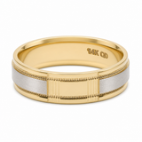 14K Two Tone White/Yellow Gold Satin Wedding Band