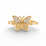14K Yellow Gold Butterfly with CZ Fashion Women's Ring