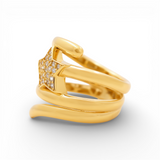 14K Yellow Gold Star with CZ Fashion Women's Ring