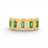 14K Yellow Gold Green CZ Fashion Women's Ring
