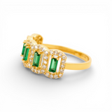 14K Yellow Gold Green CZ Fashion Women's Ring