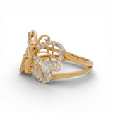 14K Yellow Gold Butterfly with CZ Fashion Women's Ring