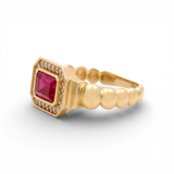 14K Yellow Gold Red Stone Fashion Women's Ring