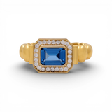 14K Yellow Gold Blue Stone Fashion Women's Ring