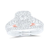 14K White Gold Square Diamond Bridal with 1.00Tw  Round Diamonds