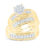 10k Yellow Gold  Classic 3 Pieces Set Ring 0.75 tw Round Diamonds Miral Jewelry