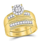 10k Yellow Gold  Classic 3 Pieces Set Ring 0.75 tw Round Diamonds Miral Jewelry