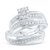 10k White Gold  Classic 3 Pieces Set with 0.33 tw Round Diamonds