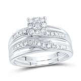 10k White Gold  Classic 3 Pieces Set with 0.33 tw Round Diamonds
