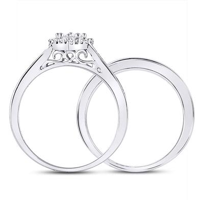 A Miral Jewelry 14k White Gold Diamond Heart Bridal Wedding Ring Set 1/2 Cttw, made of 14kt white gold.