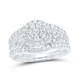 14K White Gold Round Diamond Bridal Set Ring with 1.00Tw Round  Diamonds