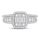 14K White Gold Contemporary Diamond Bridal with 1.00Tw  Round Diamonds