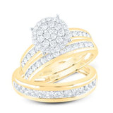 10k Yellow Gold  Contemporary  3 Pieces Set with 1.50tw Round Diamonds
