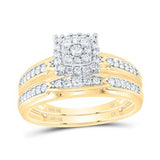 10k Yellow Gold  Square 3 Pieces Set with 0.50tw Round Diamonds