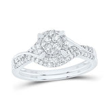10K White Gold Modern Diamond Bridal Set Ring with 0.38Tw Round  Diamonds