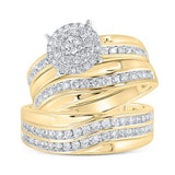 10k Yellow Gold Round 3 Pieces Set with 1.00Tw Round Diamonds