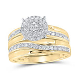 10k Yellow Gold Round 3 Pieces Set with 1.00Tw Round Diamonds