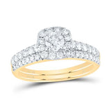 10K Yellow Gold Square Diamond Bridal Set Ring with 0.33Tw Round  Diamonds and 1.00Tw Round Diamonds