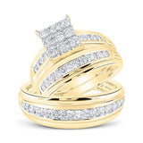 10k Yellow Gold  Classic 3 Pieces Set with 1.00 tw Round Diamonds