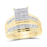 10k Yellow Gold  Classic 3 Pieces Set with 1.00 tw Round Diamonds