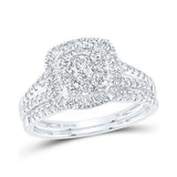 10K White Gold Square Diamond Engagement Ring with 0.20Tw  Round  Diamonds and 1.00Tw Round Diamonds