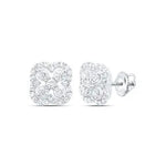 10K White Gold Clover Earrings with 0.50Tw Round Diamonds Miral Jewelry