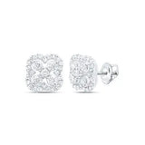 10K White Gold Clover Earrings with 0.50Tw Round Diamonds Miral Jewelry