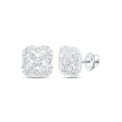 10K White Gold Clover Earrings with 0.50Tw Round Diamonds Miral Jewelry