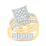 10k Yellow Gold Modern 3 Pieces Set with 1.00Tw Round Diamonds