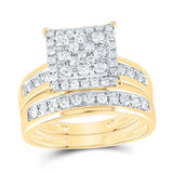 10k Yellow Gold Modern 3 Pieces Set with 1.00Tw Round Diamonds