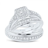 10k White Gold  Modern 3 Pieces Set with 0.87tw Round Diamonds