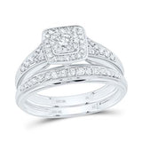 10k White Gold  Modern 3 Pieces Set with 0.87tw Round Diamonds